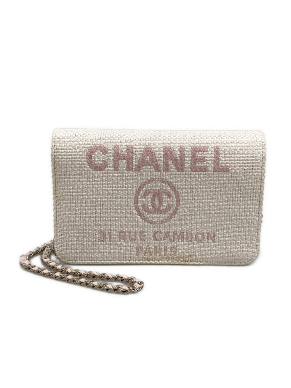Chanel Wallet Light Pink Chain Silver Leather